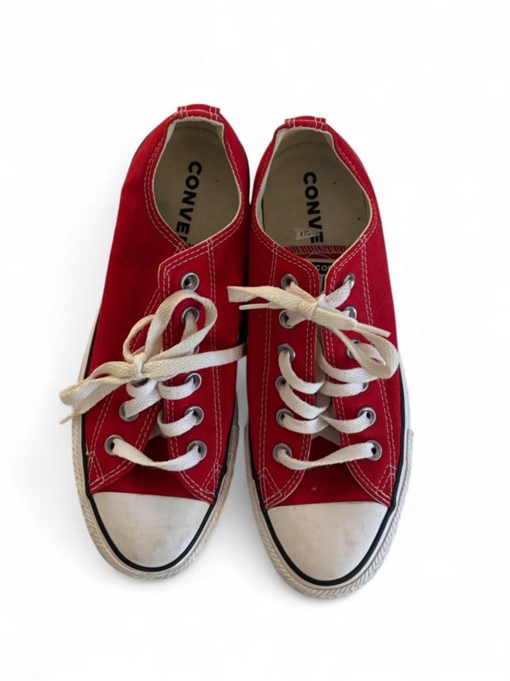 Converse Red Canvas Low-Top Sneakers with White Laces